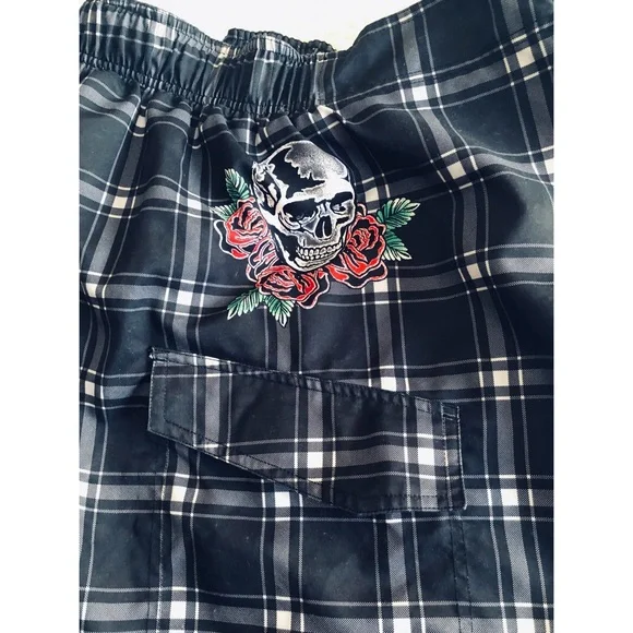 Joe Boxer Mens Plaid Blue Swim Trunks with Colorful Designs - Picture 5 of 7